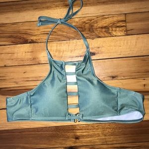 Green halter cutout bikini top small